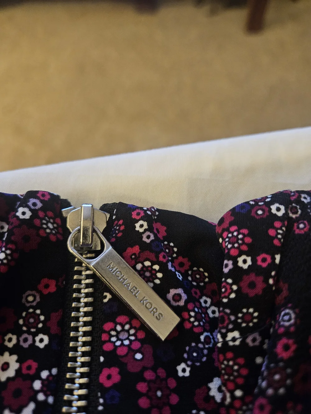 Michael Kors Black Paisley Floral Ruffle Dress
